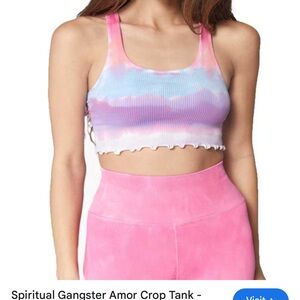 Spiritual Gangster Pink Tie-Dye Crop Tank